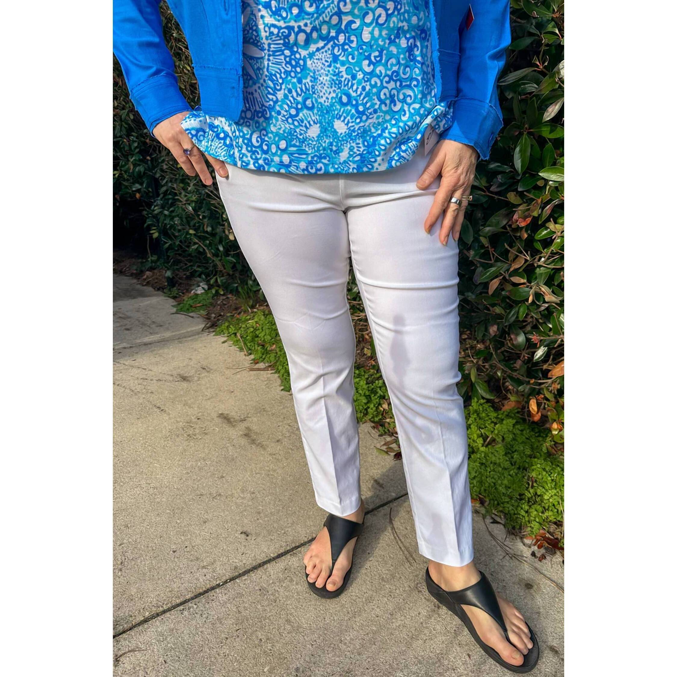 New Lulu-B Boot Cut Side Slit Pant In White